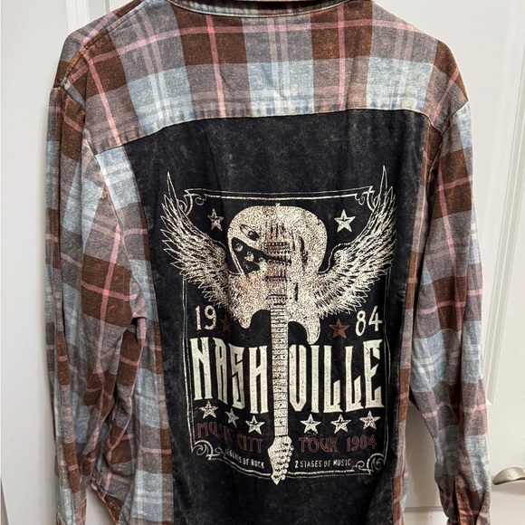 Arula pink & blue Plaid Button-Up Nashville Shirt - Picture 2 of 5